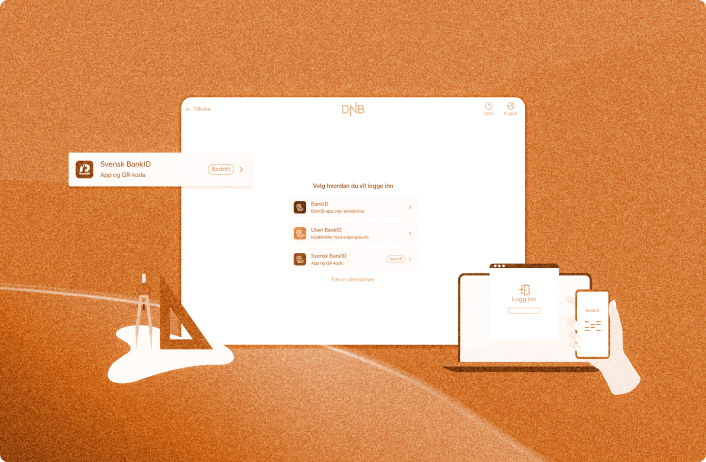DNB Authentication Project image, showing a illustration of the login screen for DNB